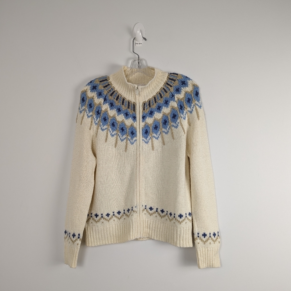 Nordic-Inspired Acrylic Knit Cardigan - Women's Size S/P